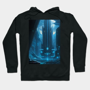 View of a Cyber City Spaceport Hoodie